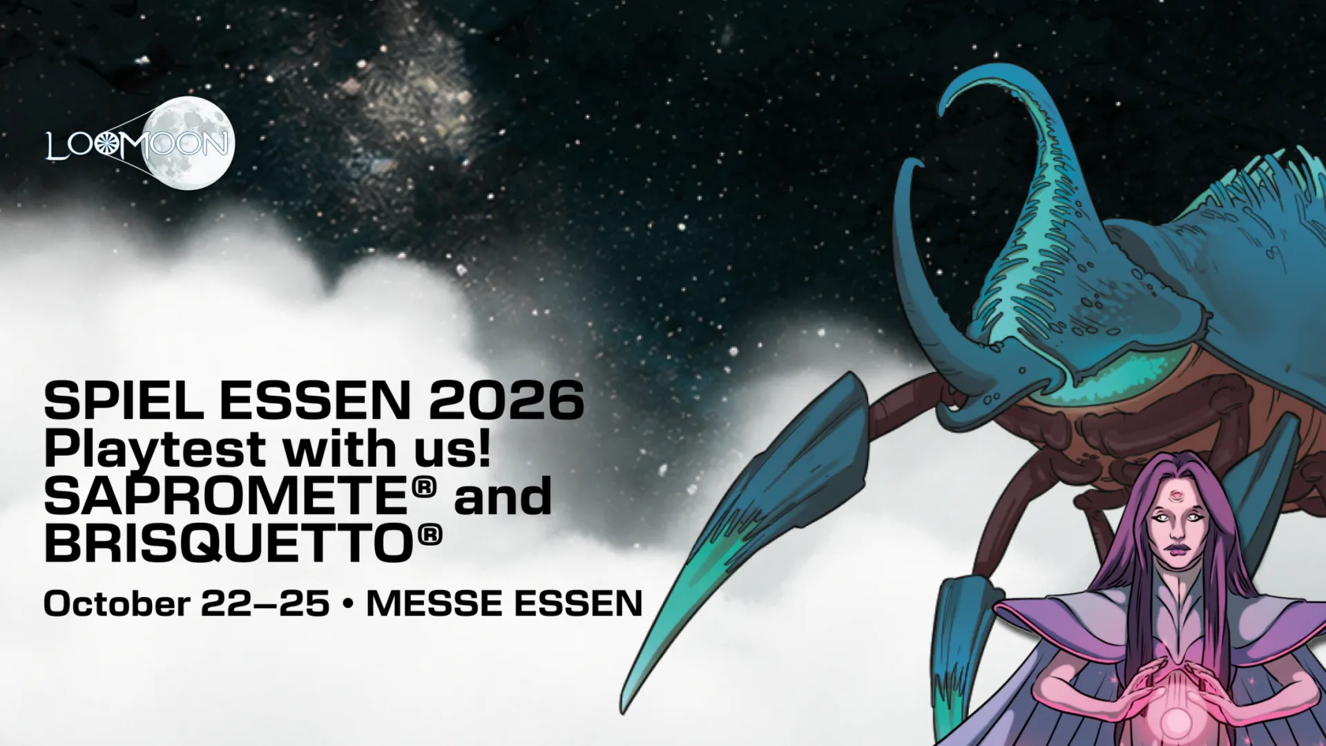 LooMoon Games at SPIEL Essen 2026 with SAPROMETE® and BRISQUETTO®